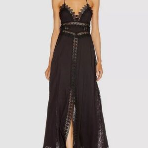 Charo Ruiz Women's Black Imagen Crochet Maxi Dress in size L